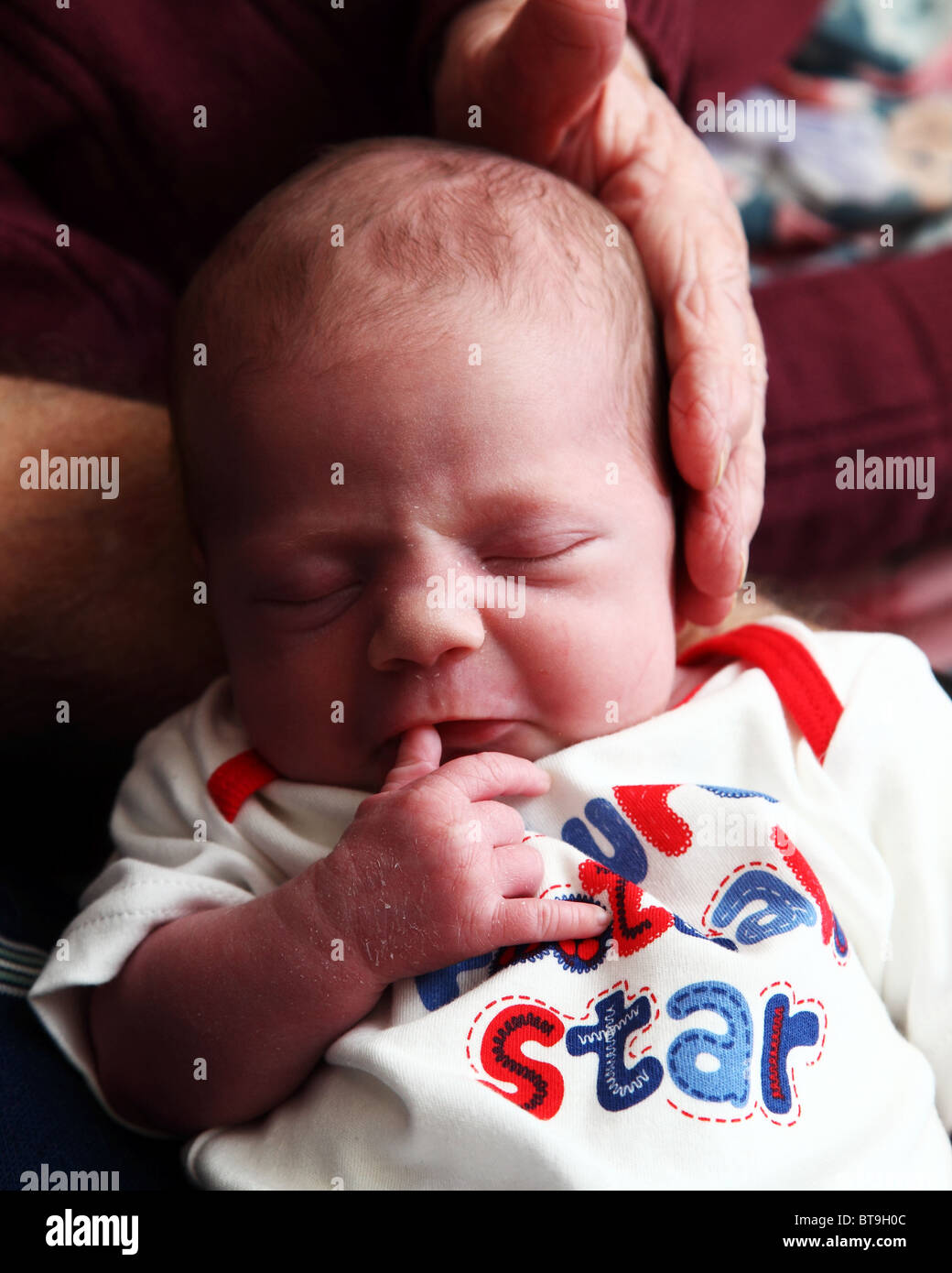 a two week old baby sleeping Stock Photo Alamy