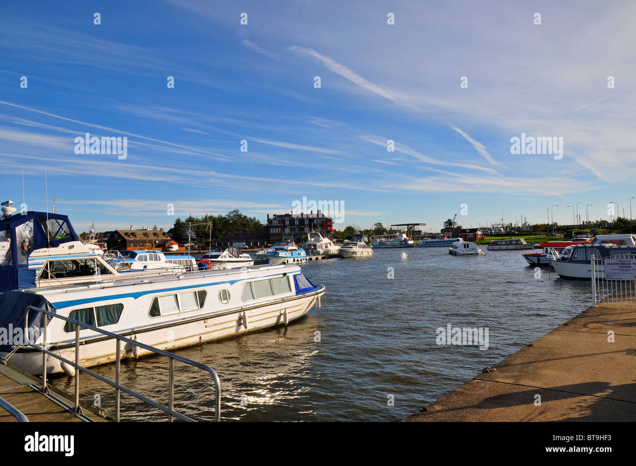 Oulton Broad, Suffolk, England: marina at the entrance to the Broads Stock Photo