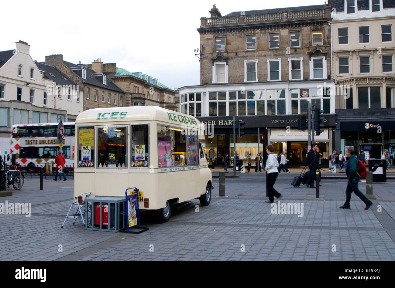 Ice cream truck near Princes Street, Edinburgh, Scotland Stock Photo