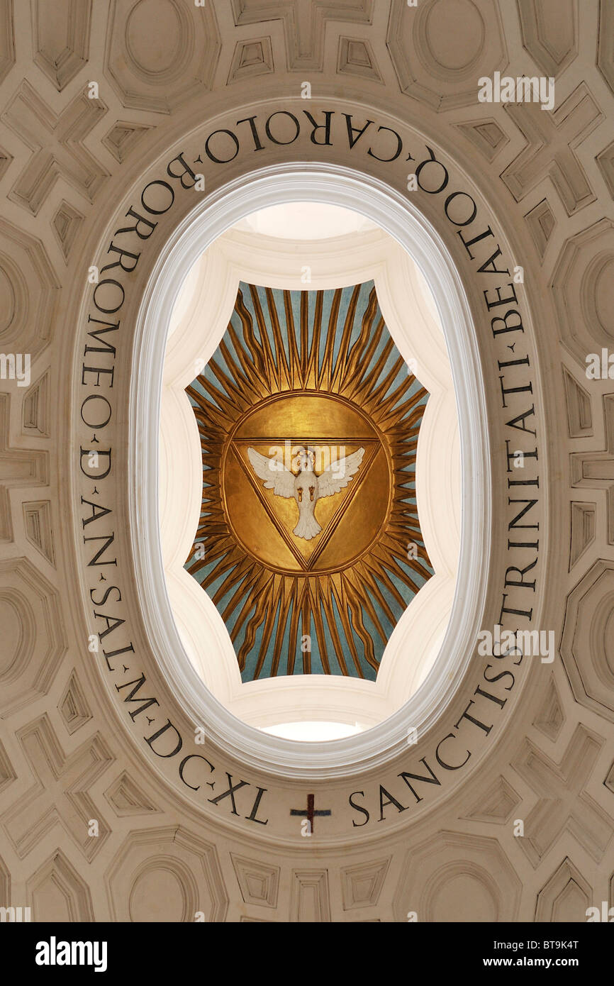 Rome. Italy. Church of San Carlo alle Quattro Fontane. The symbol of the Holy Trinity in the apex of the dome. Stock Photo