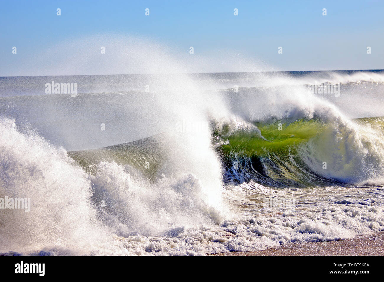 Crashing wave, Long Island NY Stock Photo