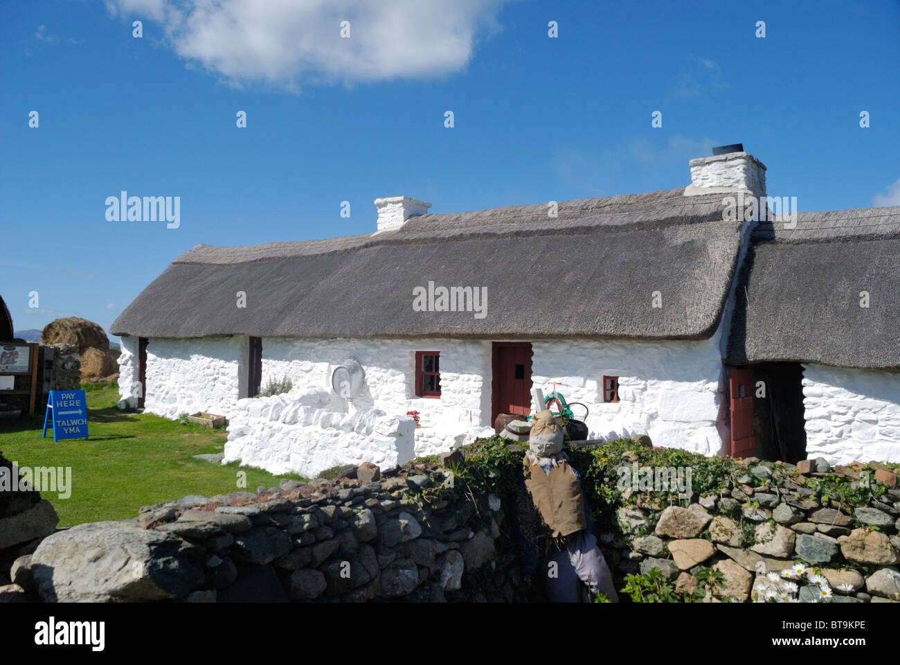 Swtan restored 17th century thatched cottage, Anglesey,North Wales Stock Photo