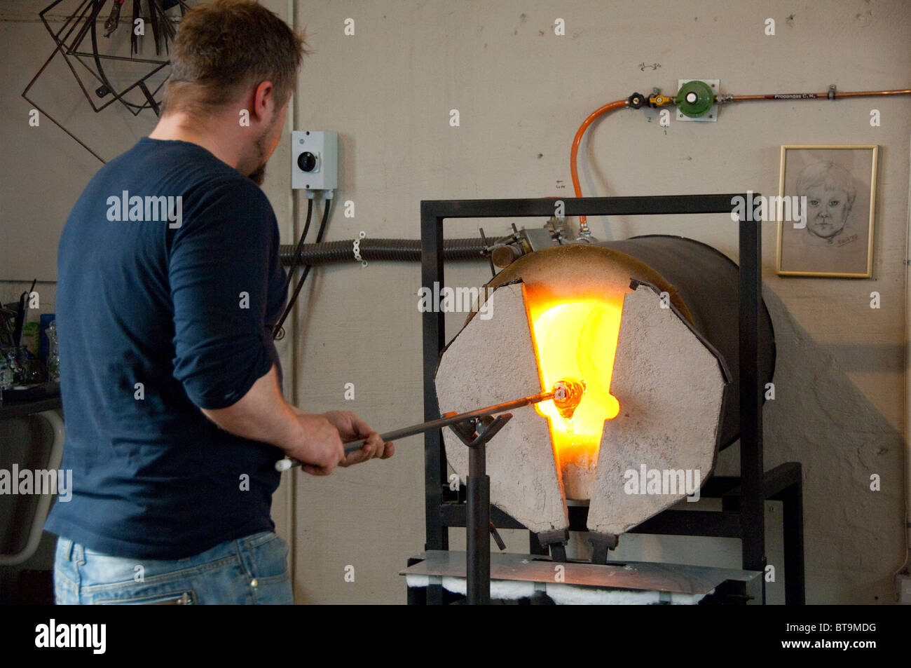 Iceland, Reykjanes Peninsula, Keflavik. Glassblower's Artist
