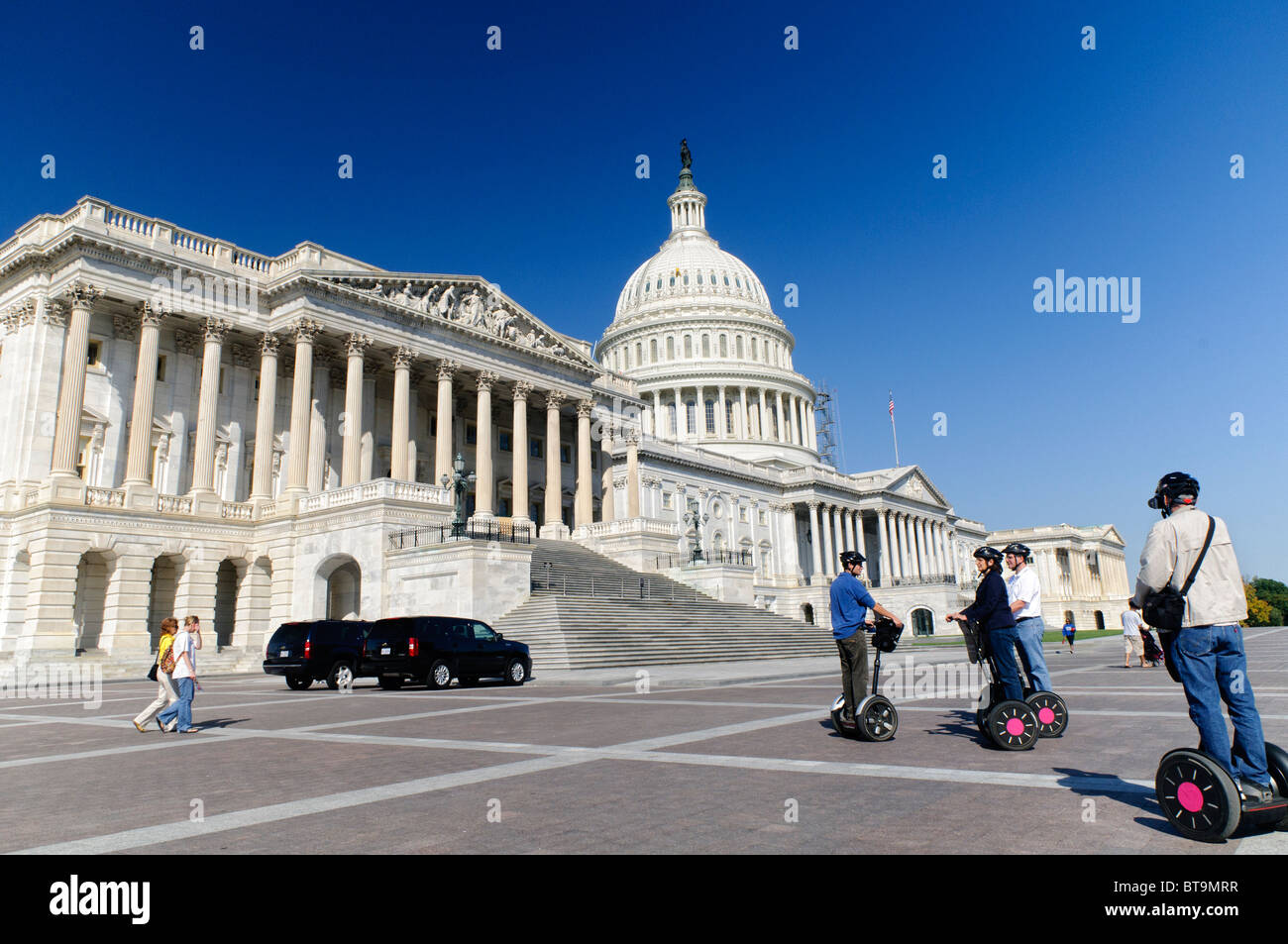 WASHINGTON DC, USA - A group of tourists on Segways in the piazza outside the US Capitol Building in Washington DC Stock Photo