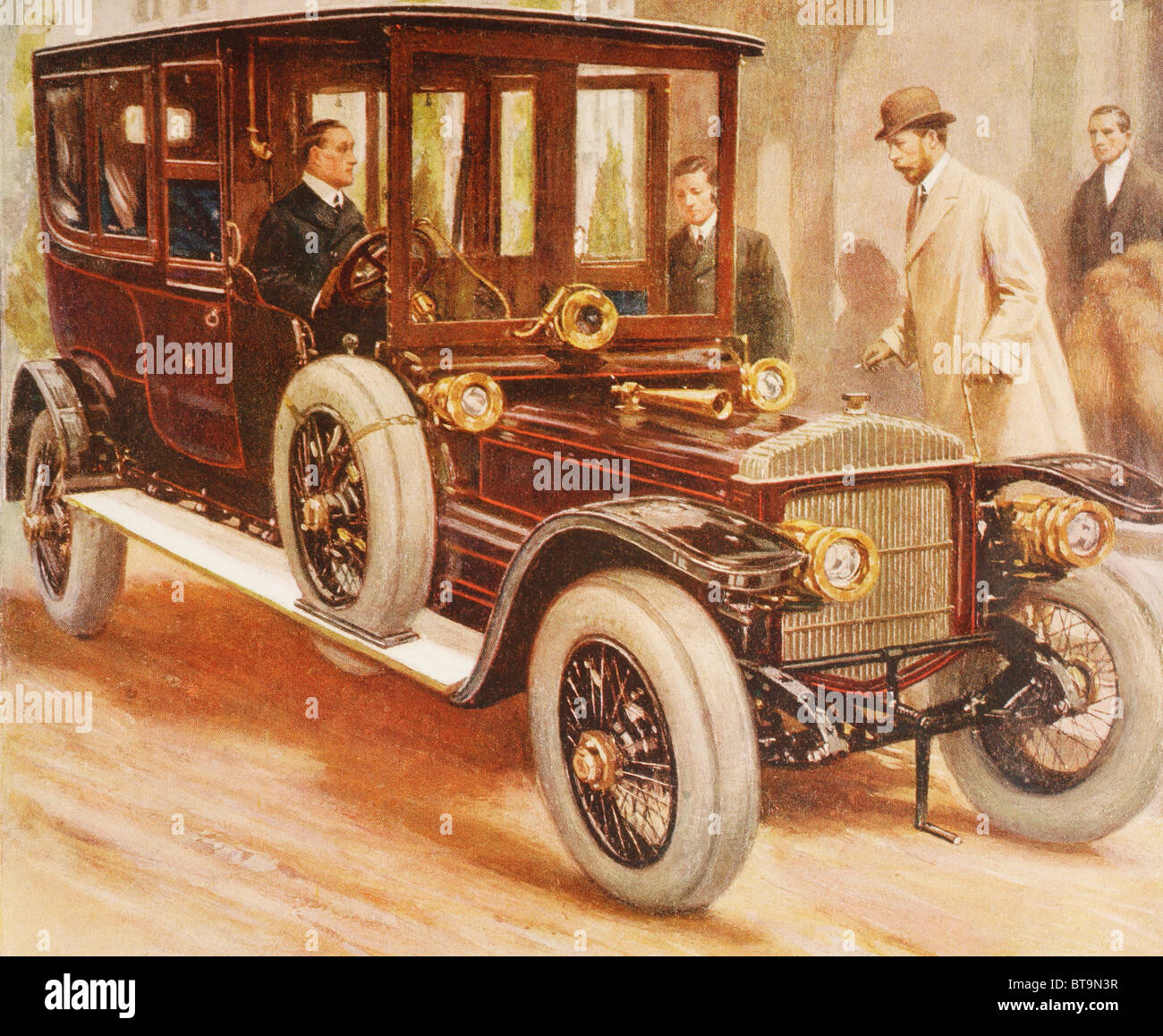King George V entering his Daimler car. Stock Photo