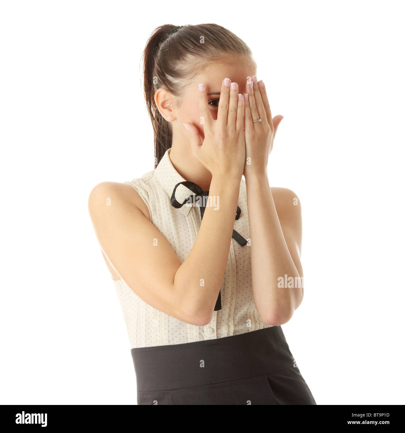 Teen woman portrait isolated on white background Stock Photo - Alamy