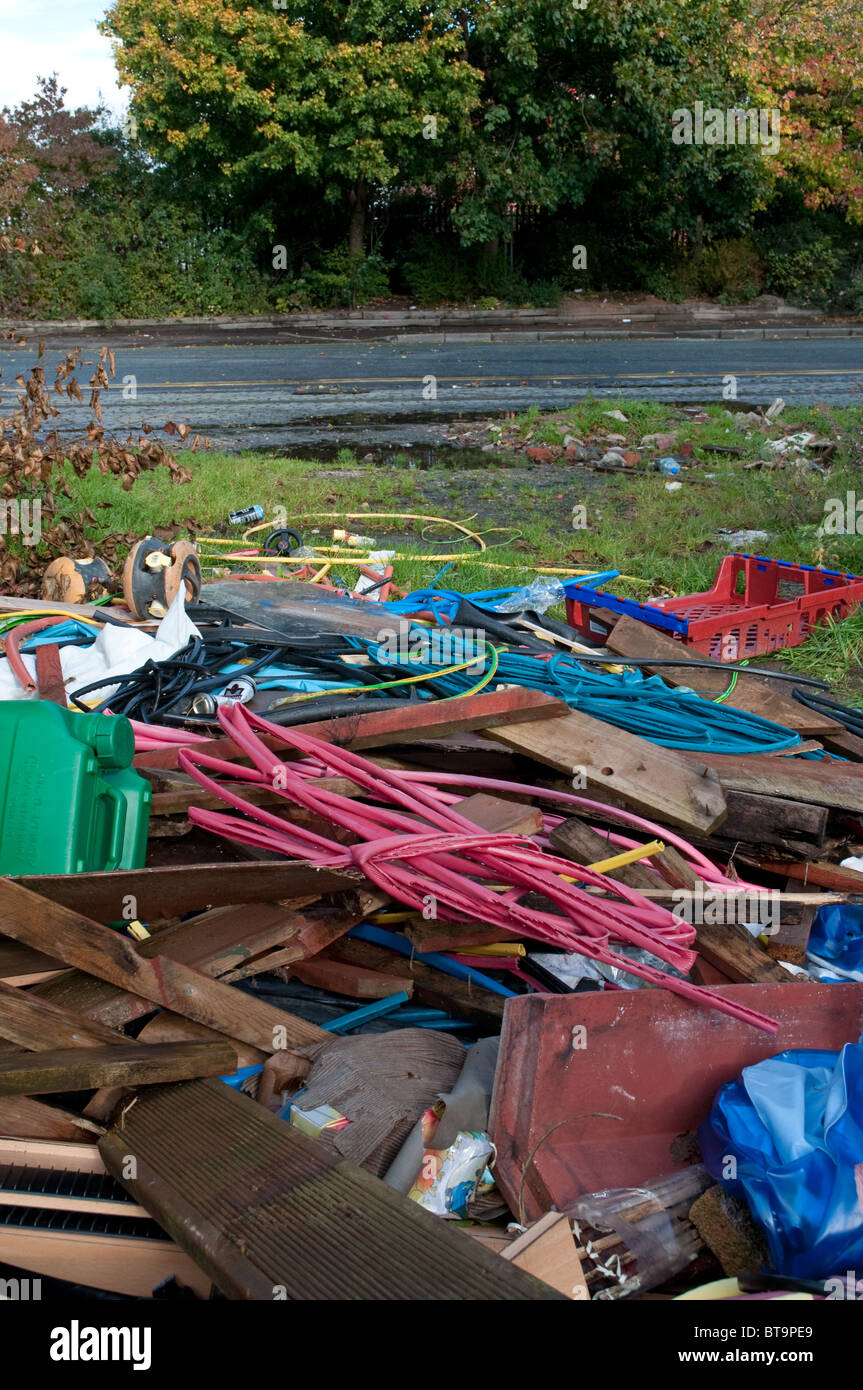 Fly tipping in Manchester.Rubbish illegally dumped.Old Trafford