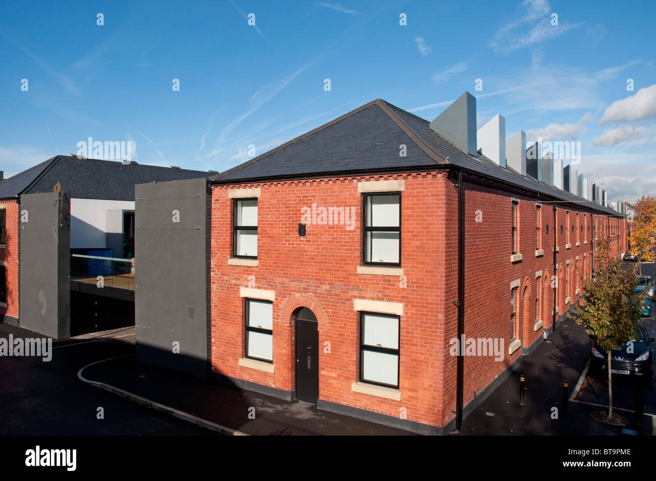 Chimney Pot Terrace an award winning urban regeneration project by Urban Splash,Langworthy,Salford,Greater Manchester. Stock Photo