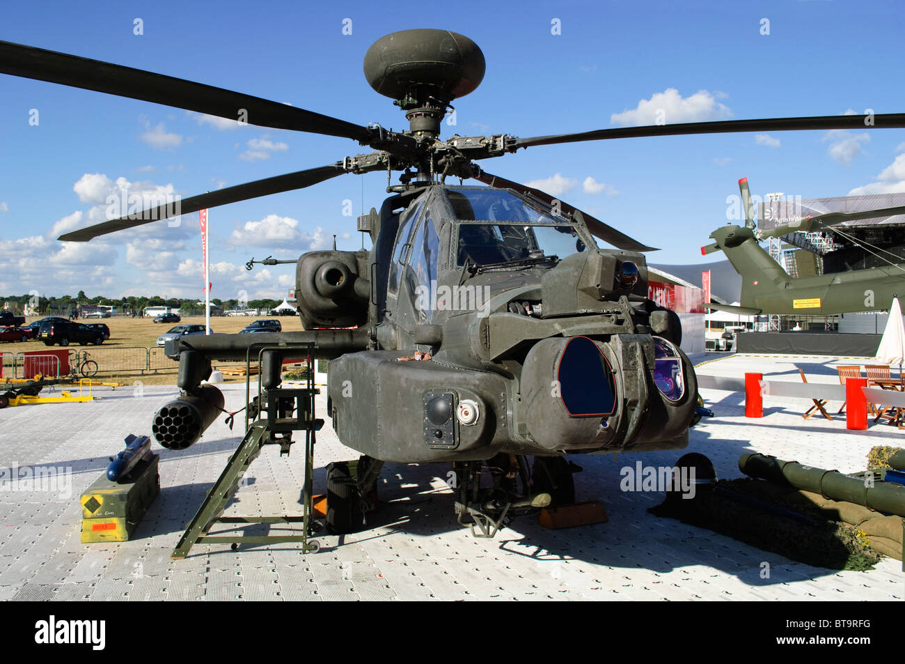 Westland WAH-64D Longbow Apache AH1 operated by the Army Air Corps on static display at Farnborough Airshow 2010 Stock Photo