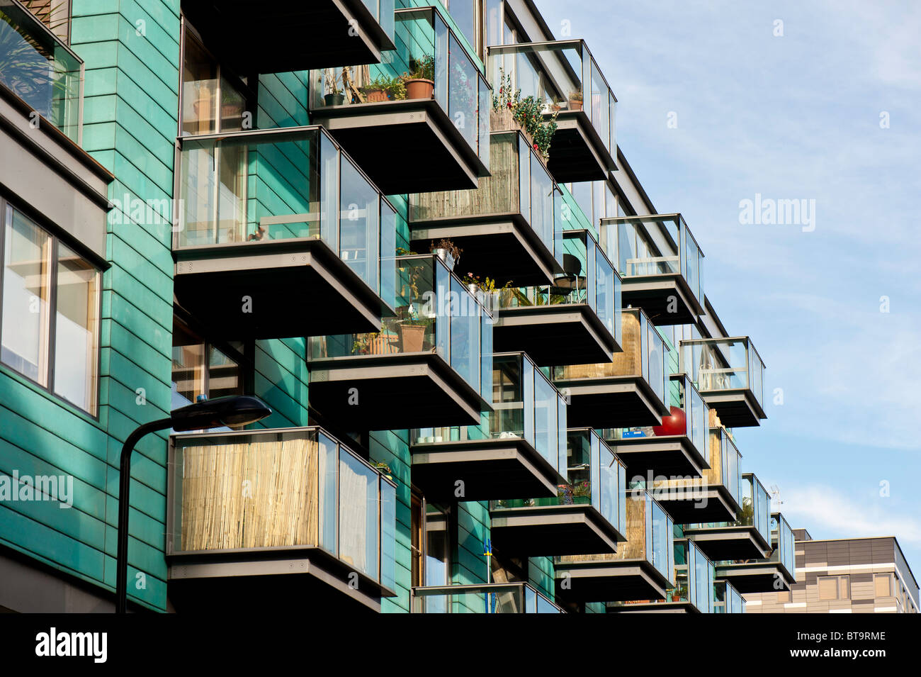 Balconies of modern apartment block, Islington, London, United Kingdom Stock Photo Alamy