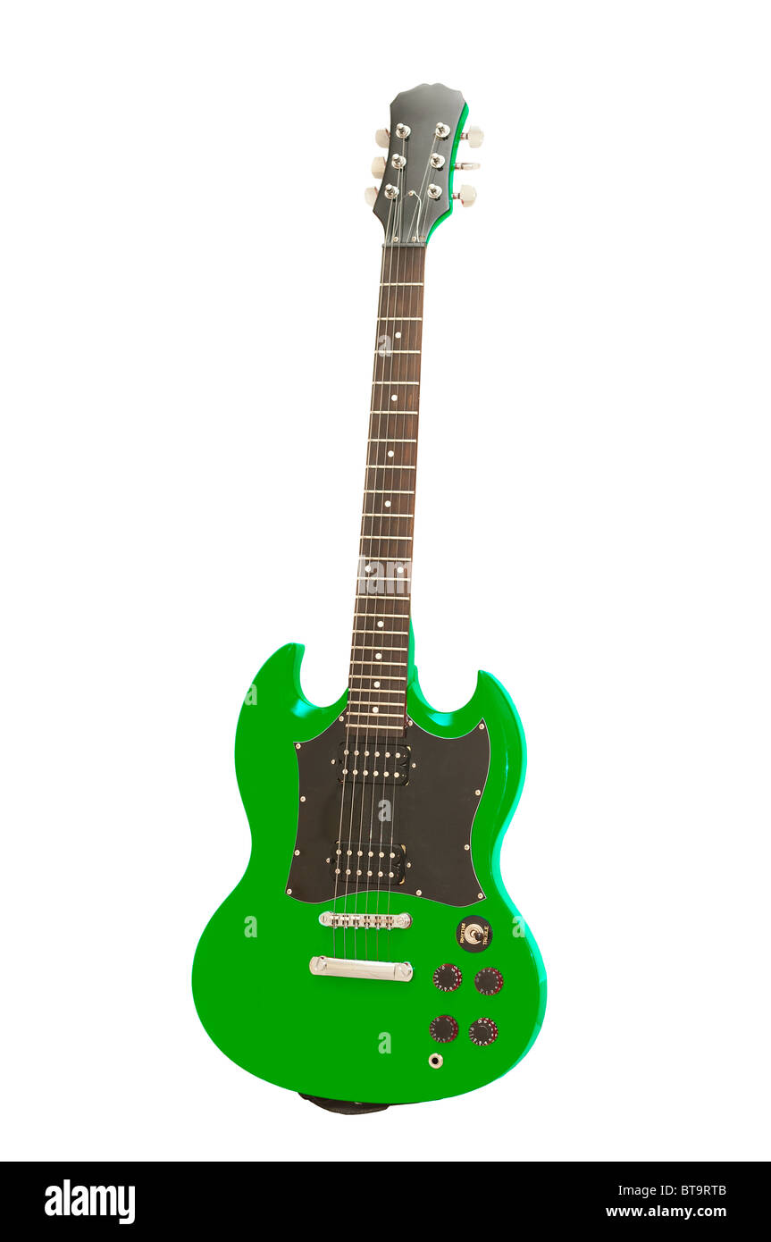 Green guitar isolated on the white background. Cut out Stock Photo Alamy