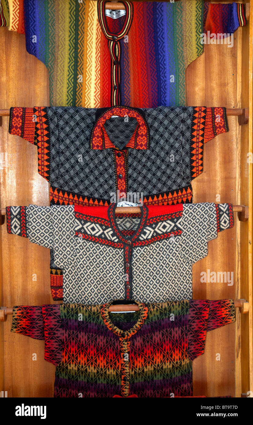 Hand crafted clothing and tourist items, made from Alpaca wool, in the