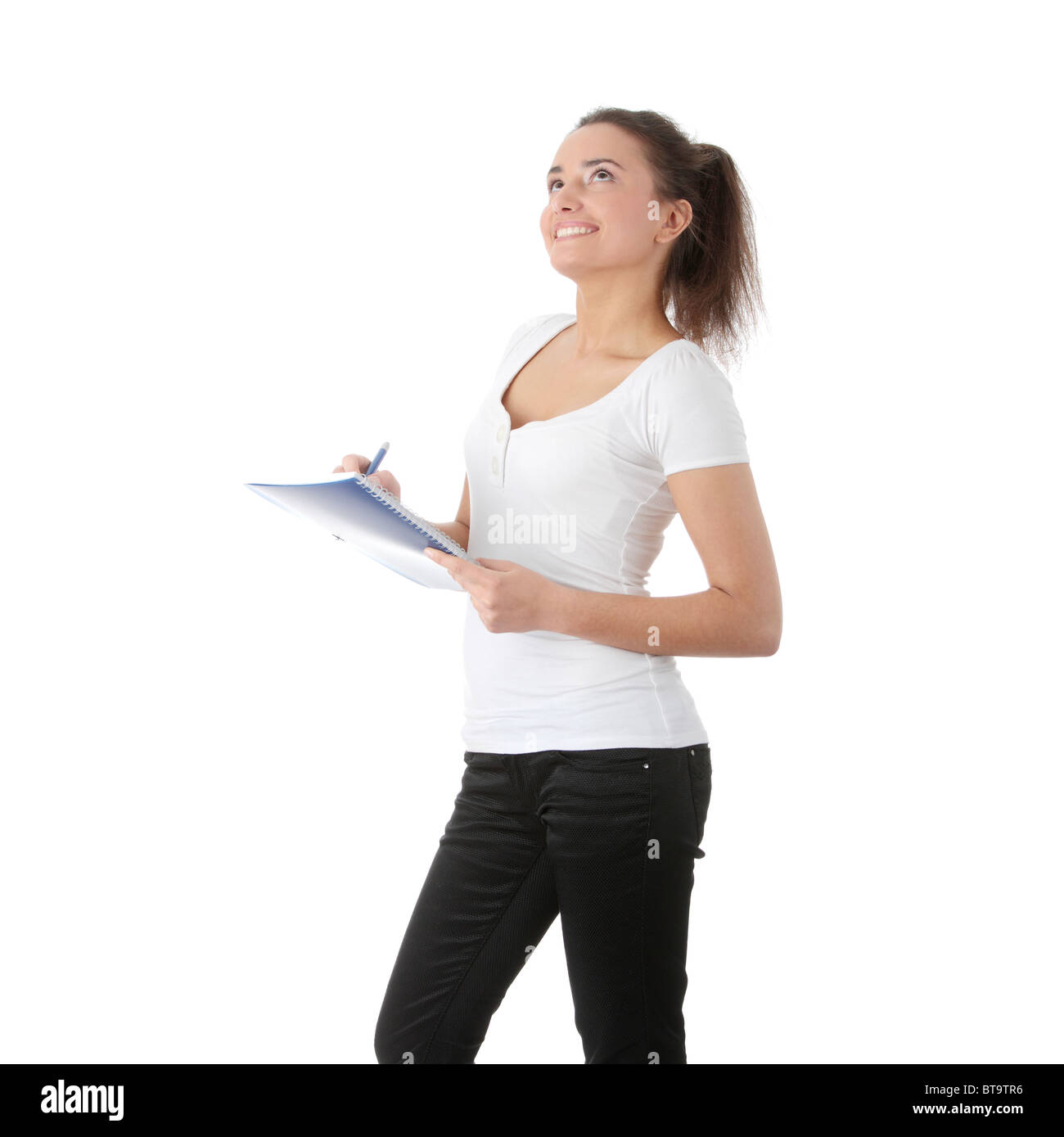 Teen student girl isolated on white background Stock Photo - Alamy