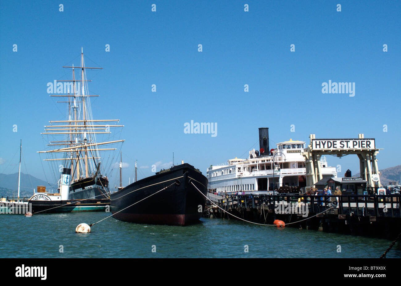 Hyde Street Pier near Fisherman's Wharf in San Francisco in California, United States Stock Photo