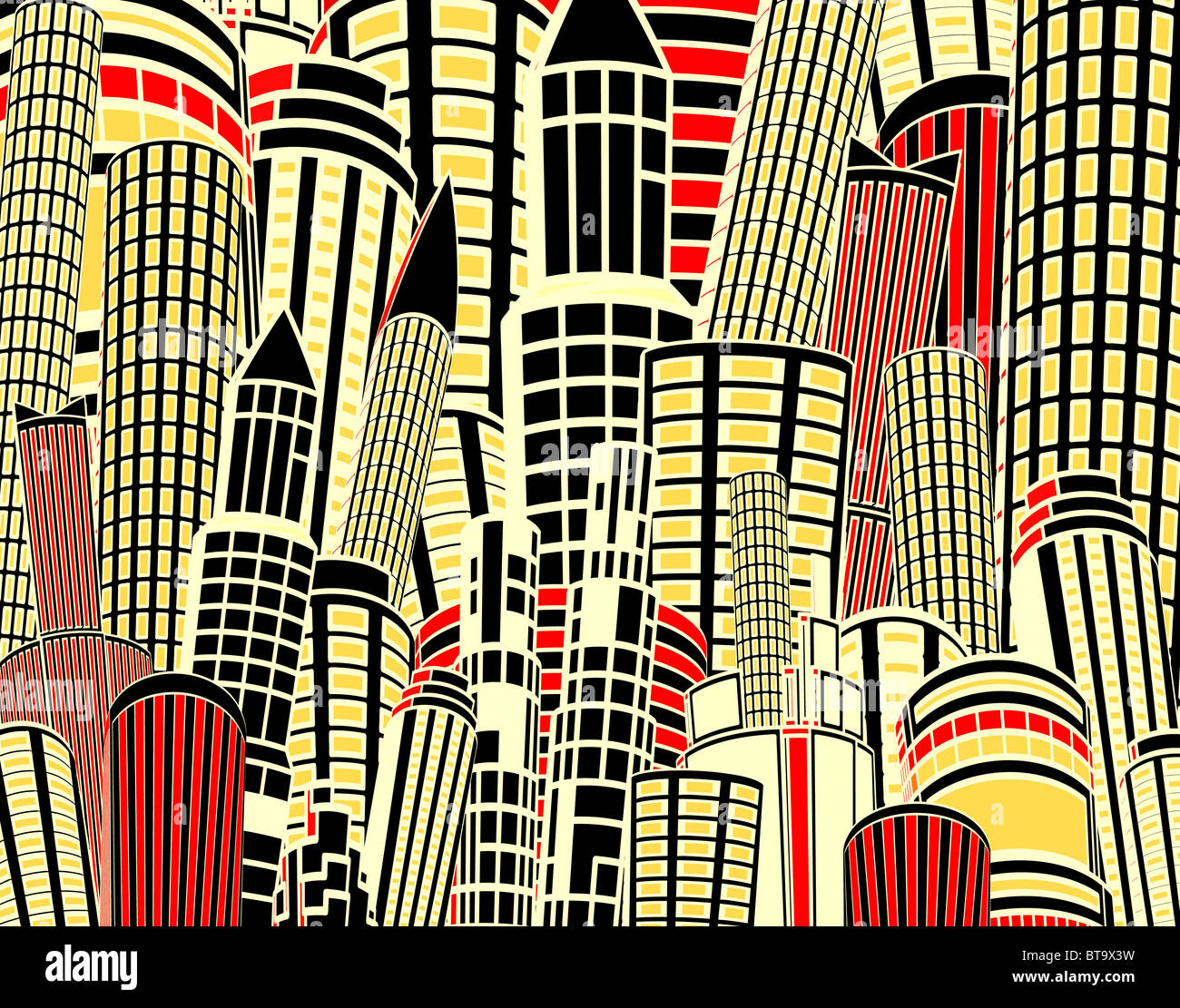 Illustration of tall city buildings Stock Photo