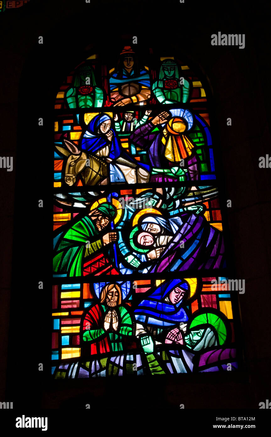 stained glass interior in Manila Cathedral church, philippines Stock