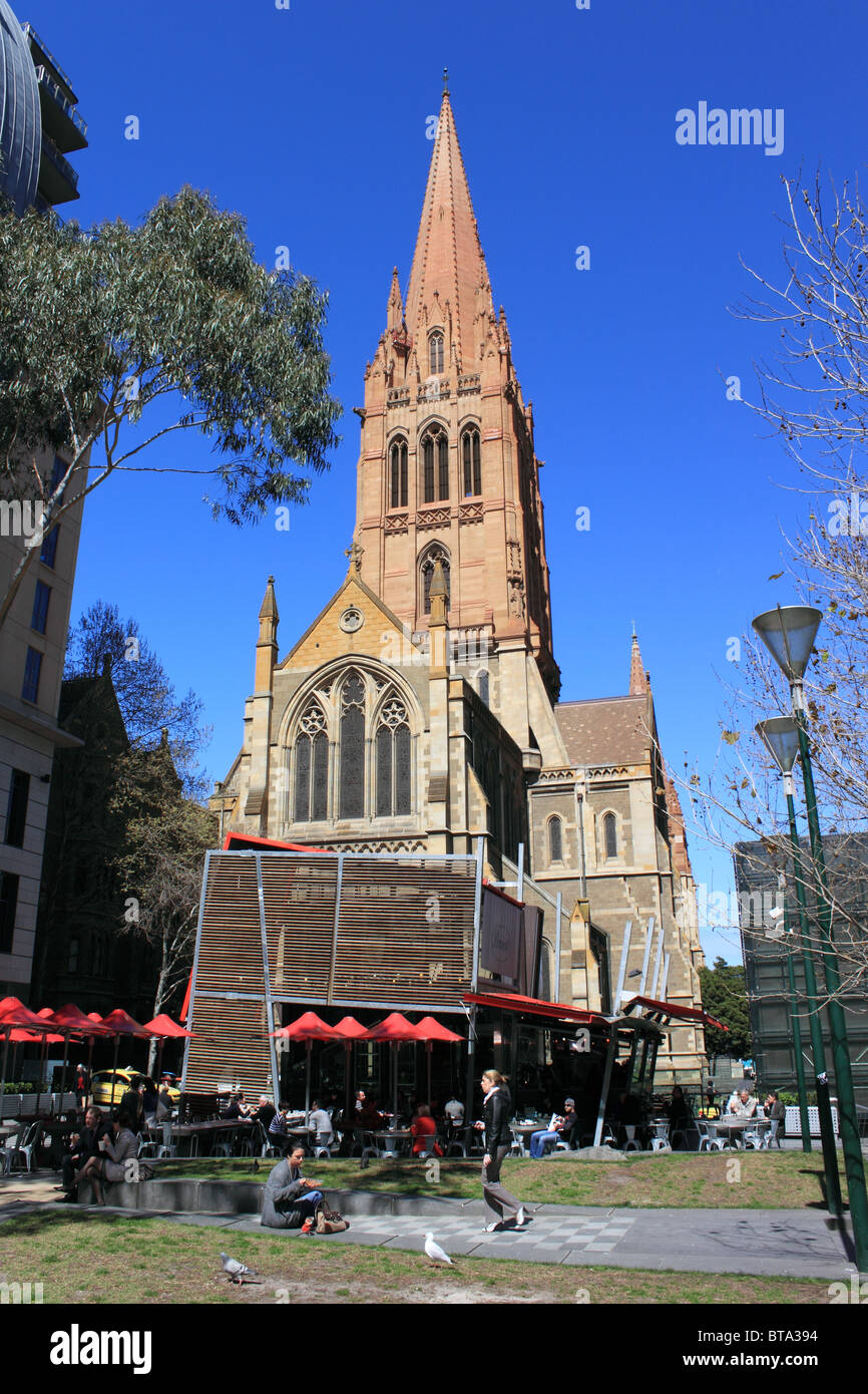 St Paul's Anglican Cathedral, Swanston Street, Central Business District, CBD, Melbourne, Victoria, Australia, Australasia Stock Photo
