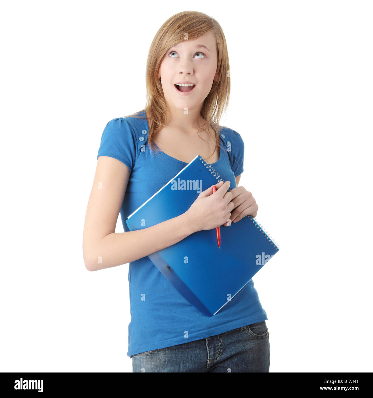 Teen student girl isolated on white background Stock Photo - Alamy