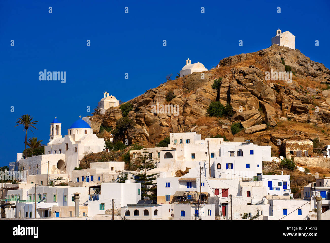 The Hill city of Chora, Ios, Greece, Cyclades Island Stock Photo