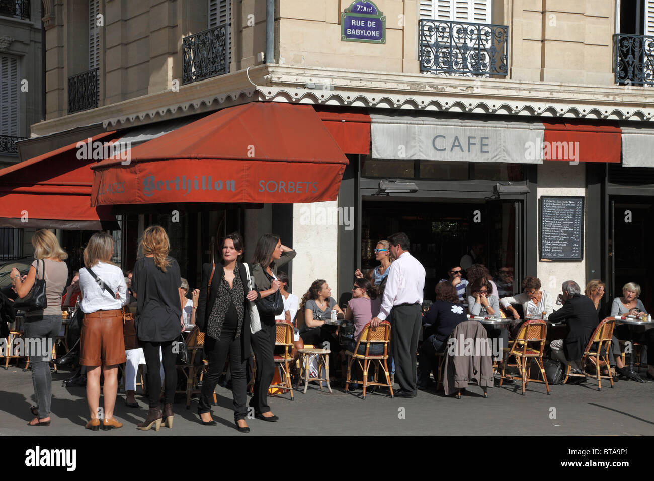 France, Paris, street scene, cafe, people, leisure, Stock Photo