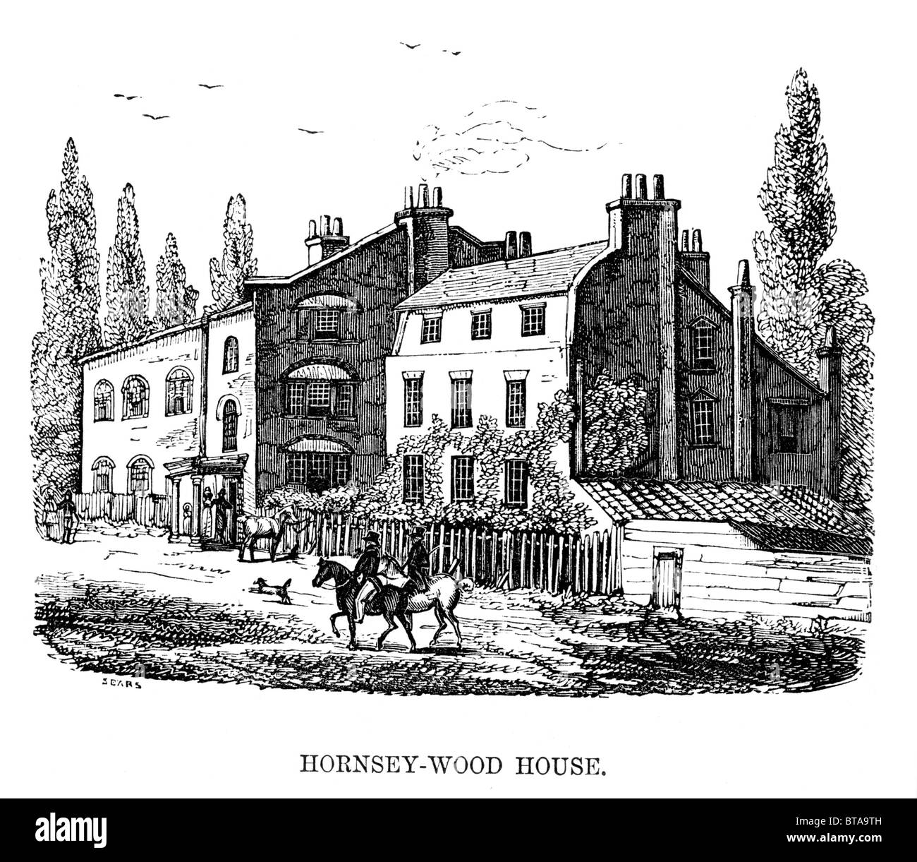Hornsey Wood House, Finsbury Park, London, demolished 1866; Black and
