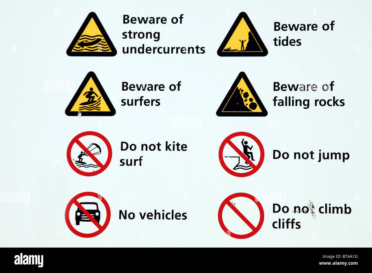Sea safety warnings, Cornwall Stock Photo