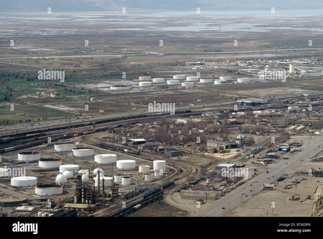 Salt Lake City Utah USA Oil Refinery Amoco Storage Tanks Stock Photo
