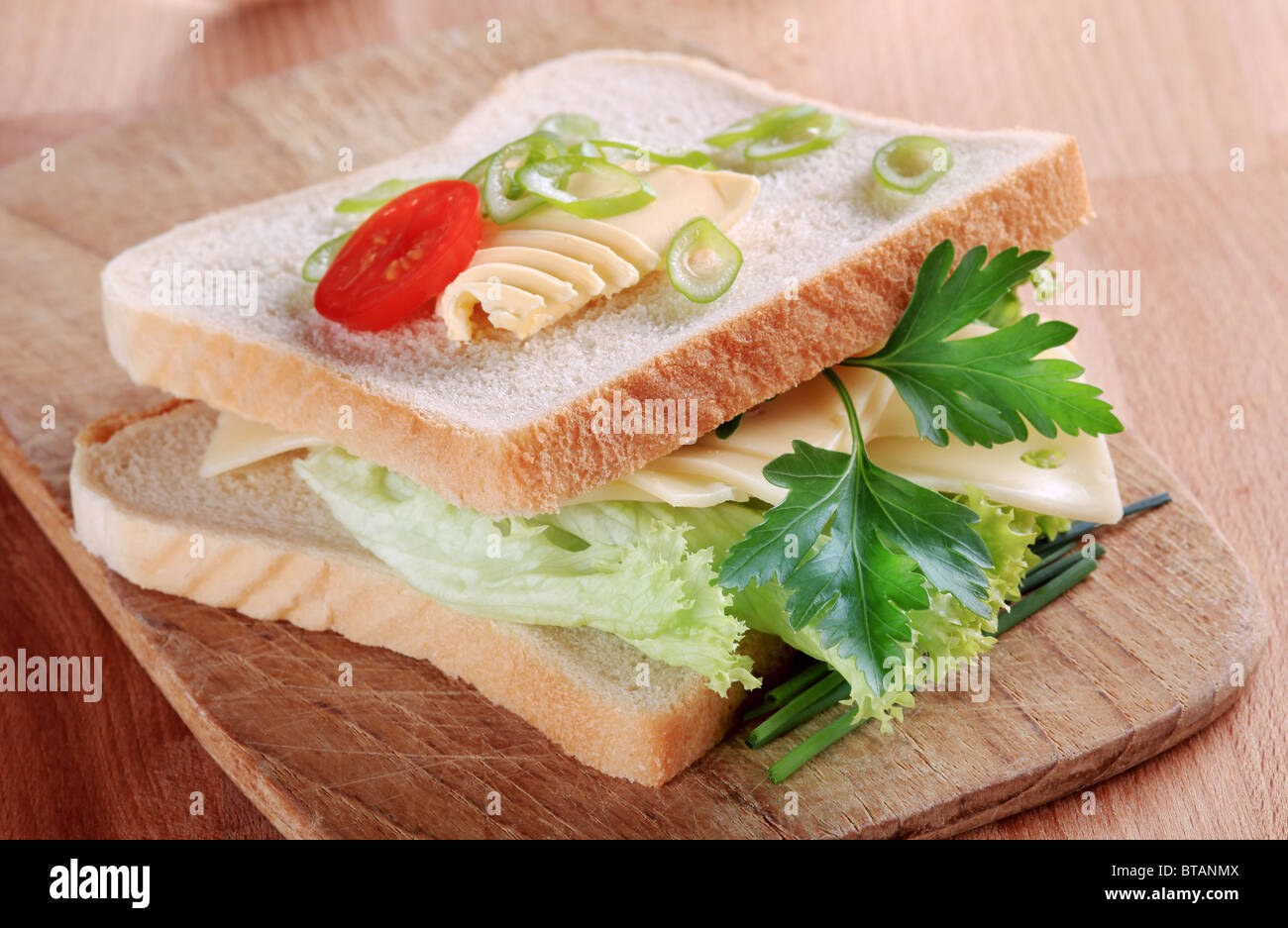 Cheese and lettuce sandwich Stock Photo Alamy