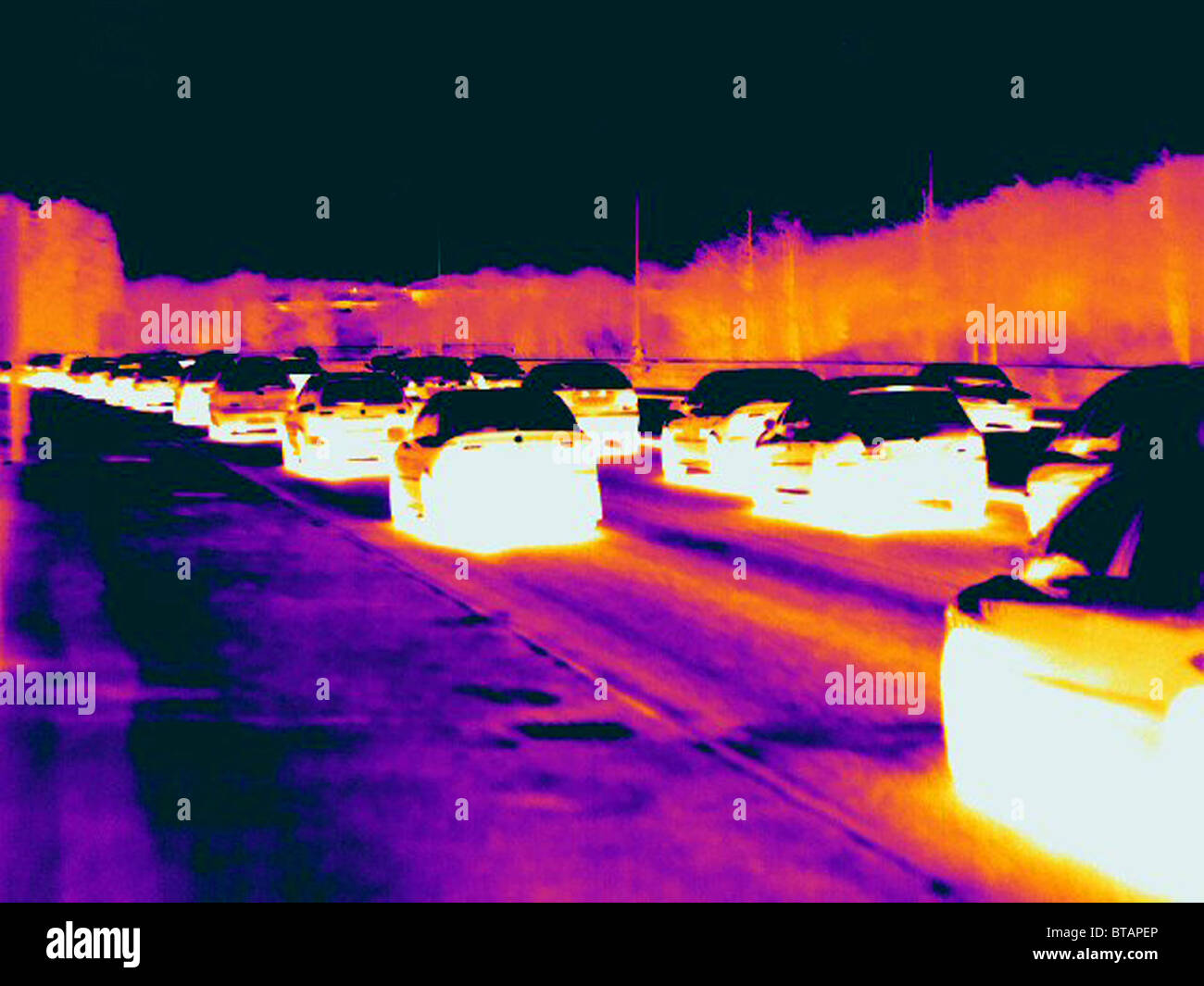 Thermal image of a traffic jam Stock Photo Alamy