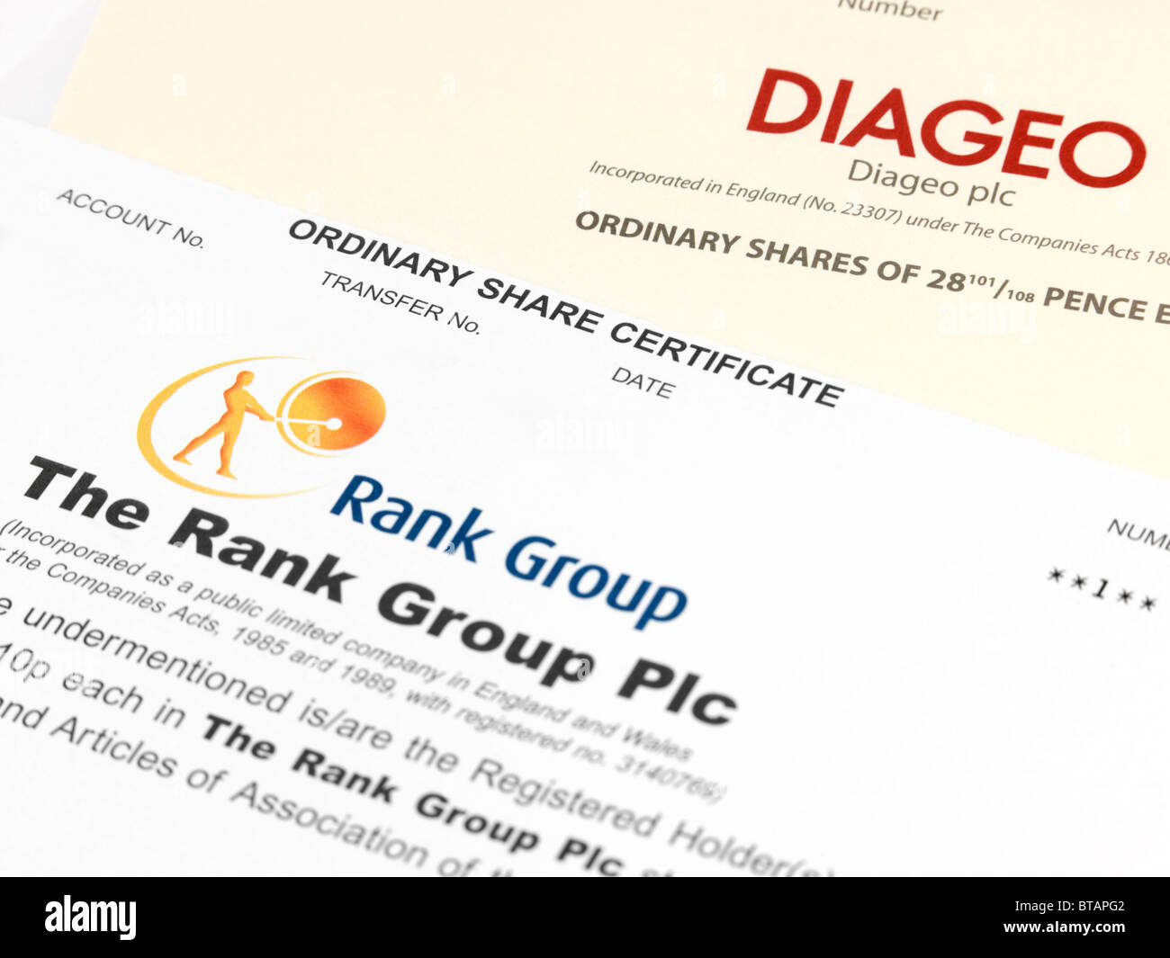 Share Certificates Stock Photo