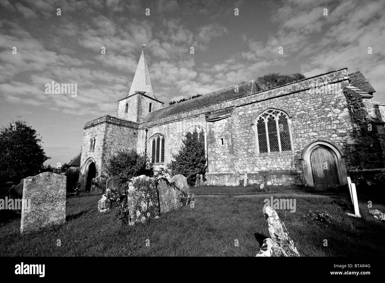 St. Nicholas Church, Pluckley. Reputed to be haunted by two ghosts Stock Photo