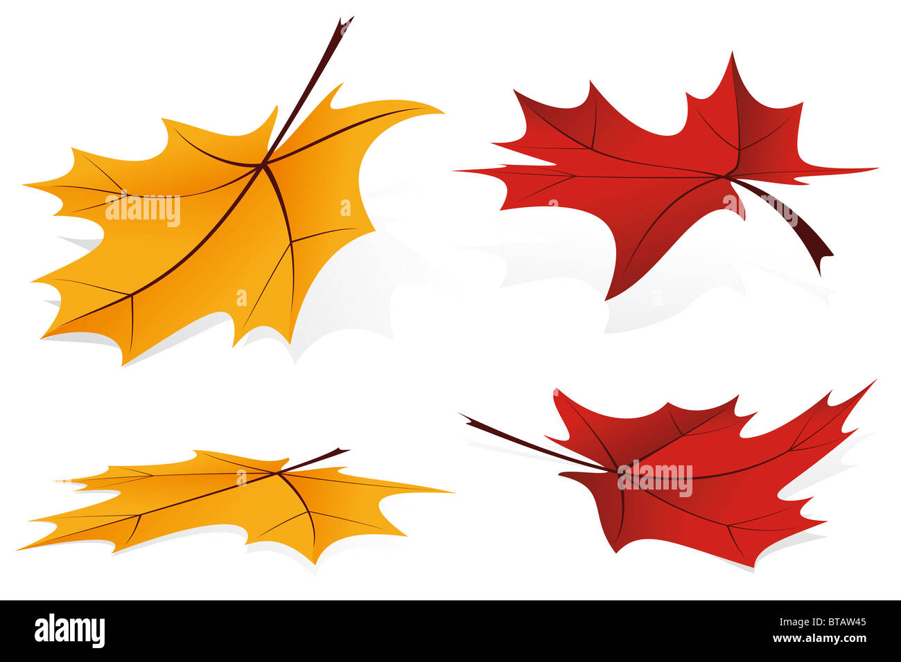 Falling leafs icon set in two colors Stock Photo - Alamy