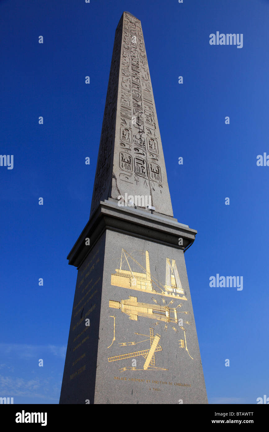 France, Paris, Place de la Concorde, Obelisque, Stock Photo