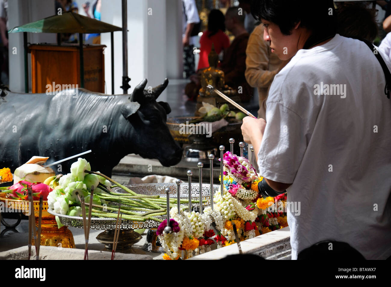 incense altar offering worship pray praying The Grand Palace Bangkok Thailand Wat Phra Kaew