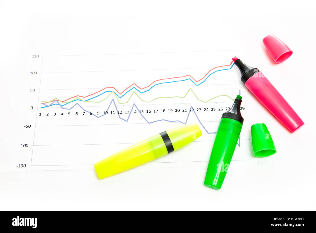 Chart and markers Stock Photo Alamy