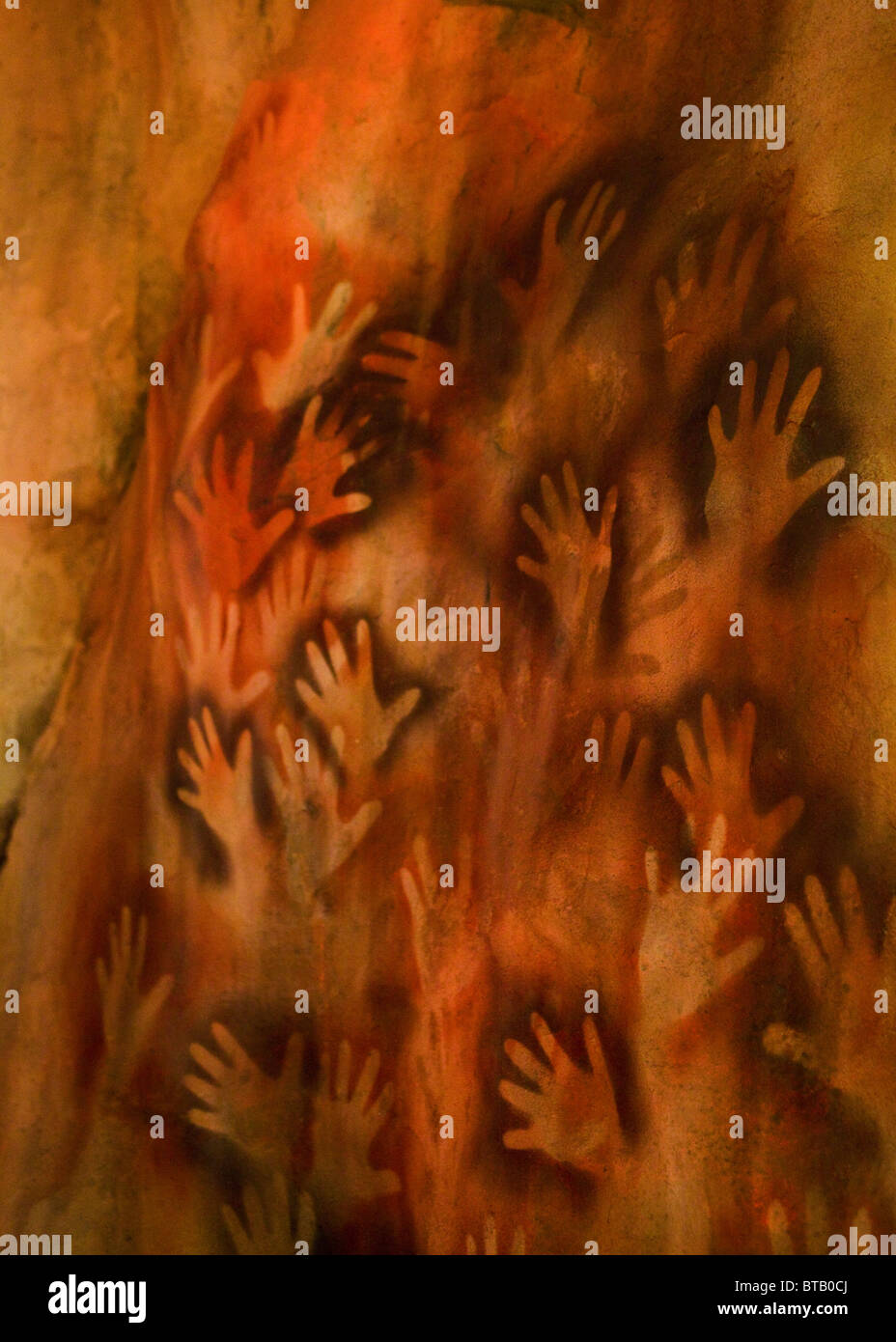 Artist rendering of cave paintings Stock Photo