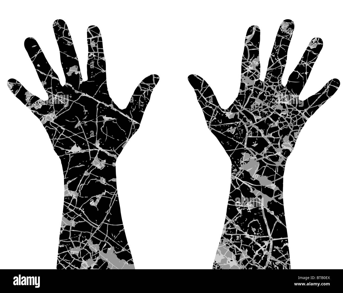 Illustration of hand outlines with grunge Stock Photo