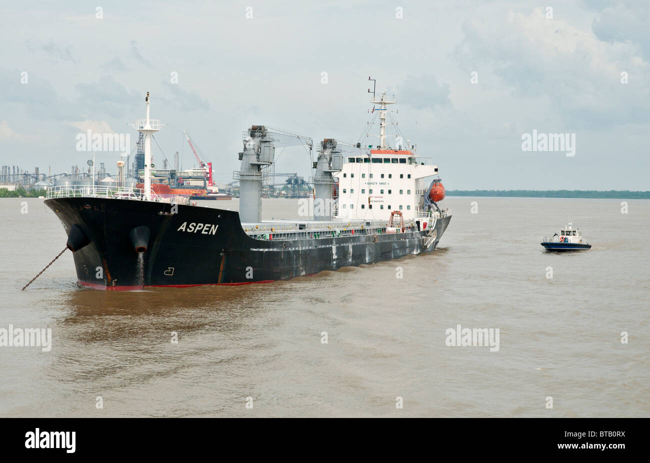Louisiana, New Orleans, Pilot Boat approaching ship anchored at Port of