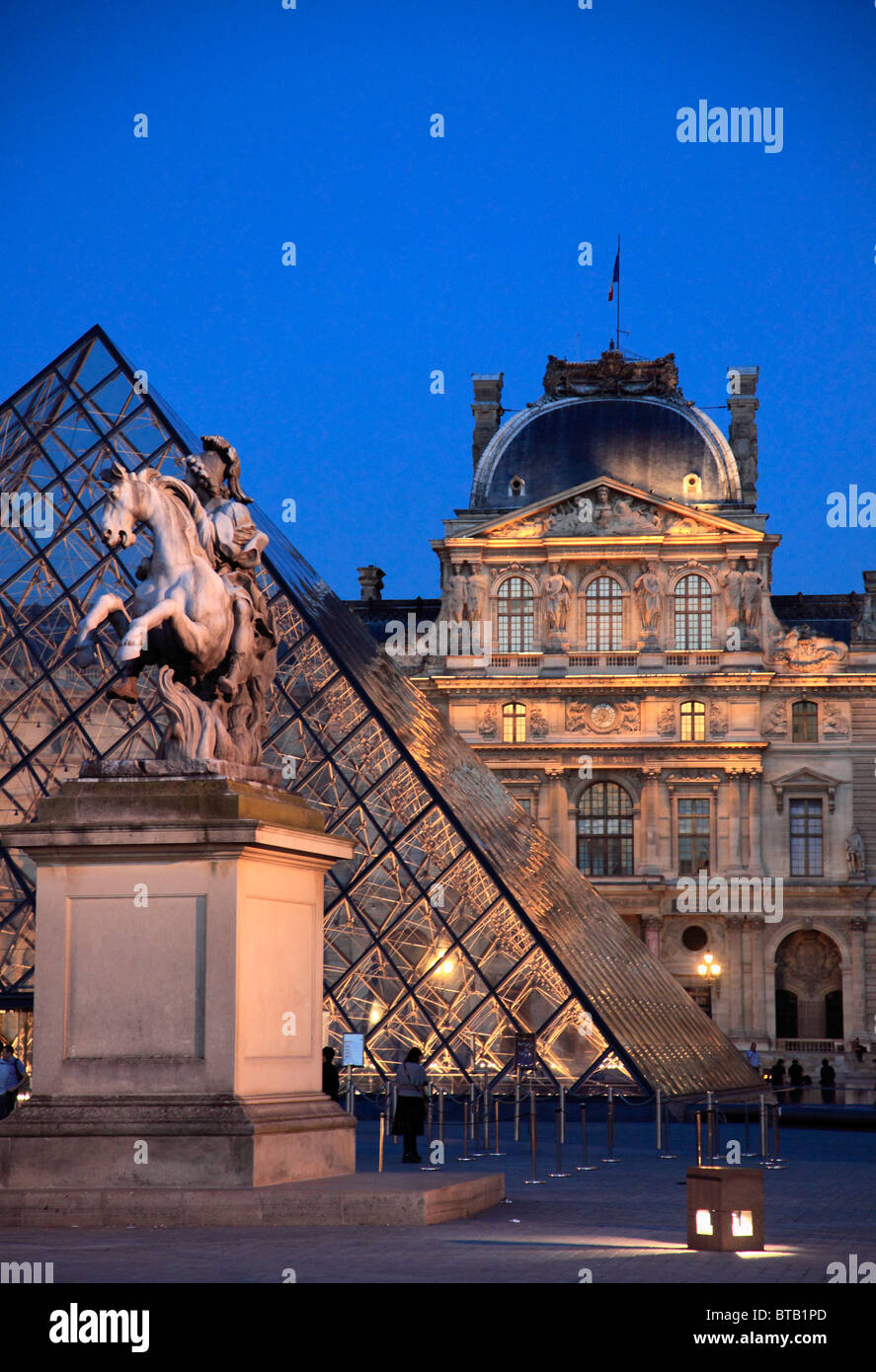 France, Paris, Louvre, palace, museum, Pyramide, Stock Photo