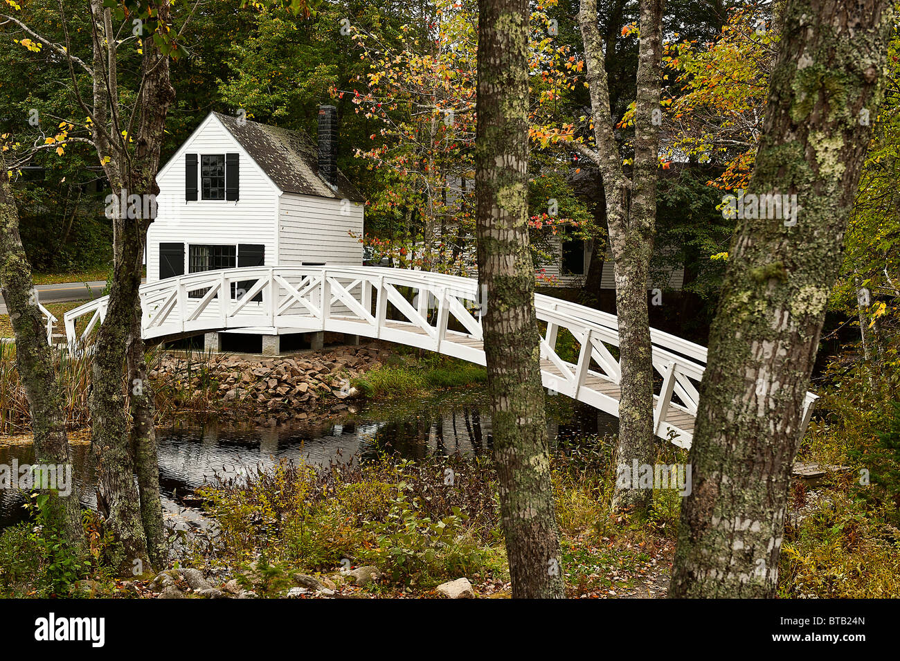 Footbridge, Somesville, Mount Desert Island, Maine Stock Photo