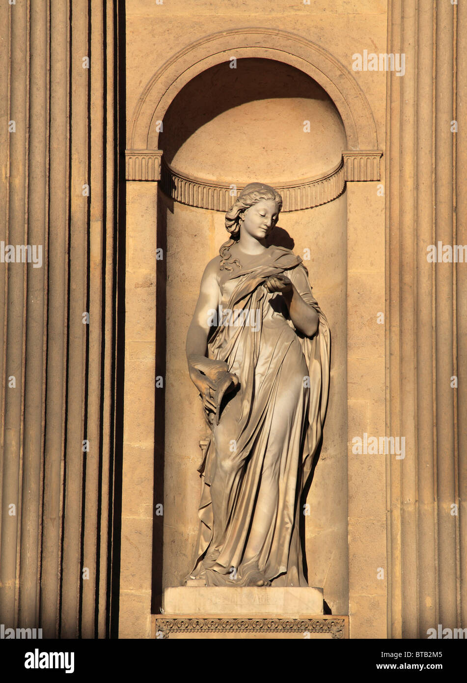 France, Paris, Le Louvre, palace, museum, Cour Carrée, statue, Stock Photo