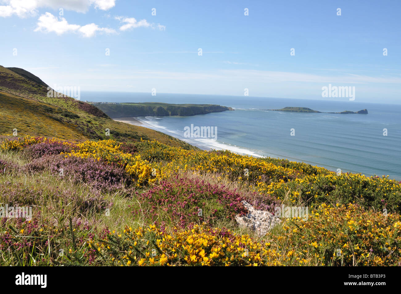 Coastal walk in Rhossili Swansea Wales Stock Photo