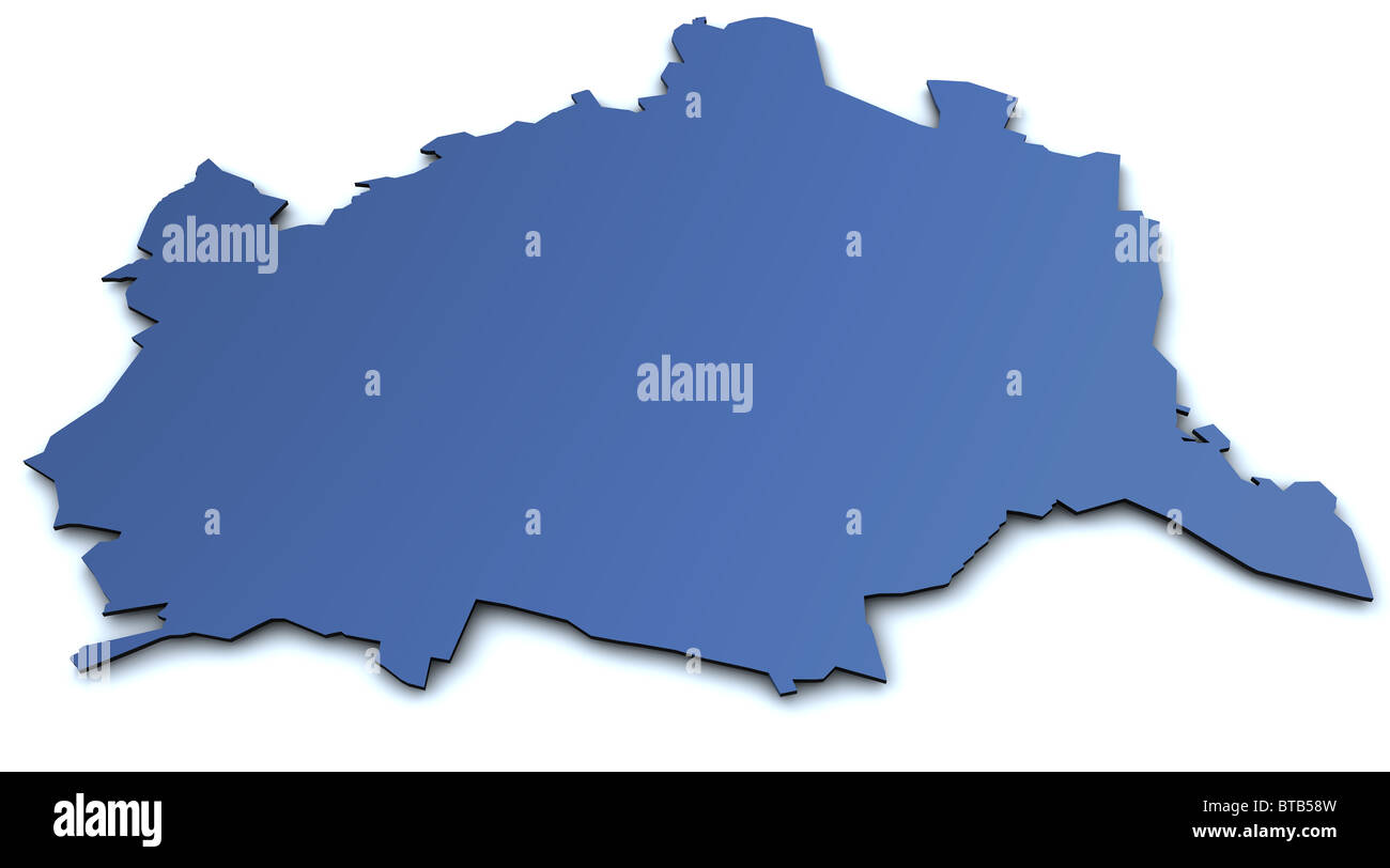 Rendered map of the austrian state of Vienna Stock Photo