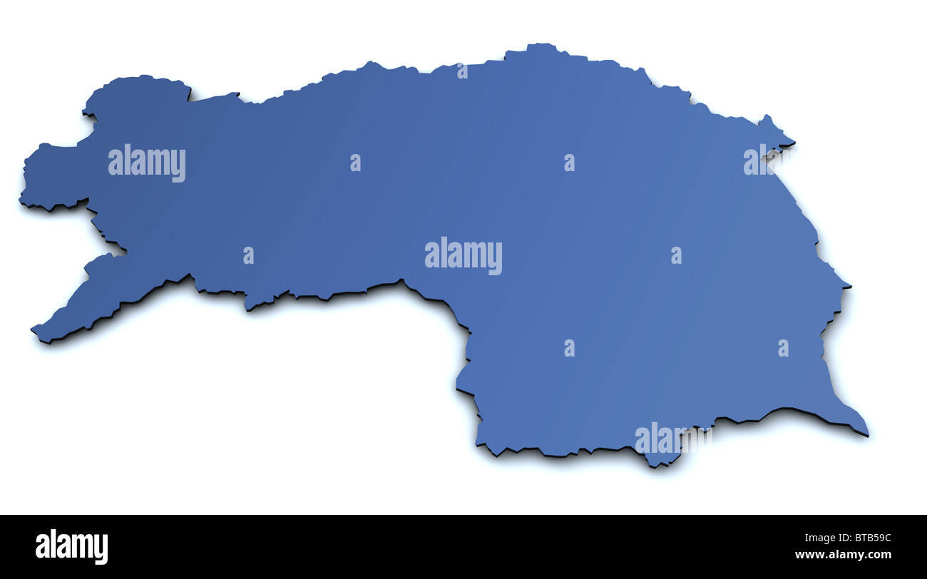 Rendered map of the austrian state of Styria Stock Photo