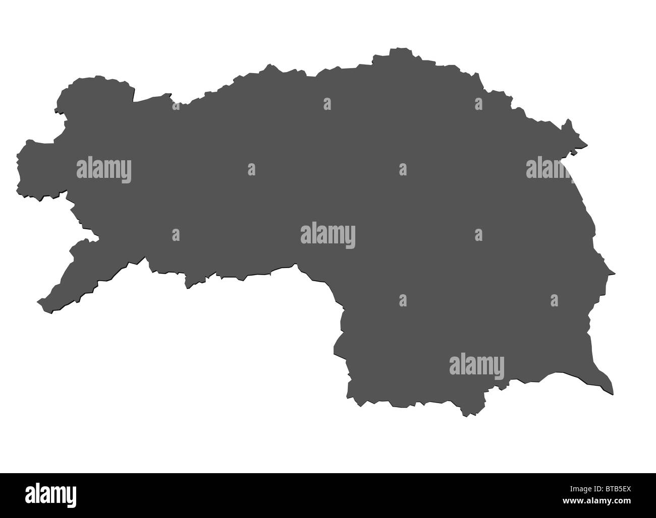 Rendered map of the austrian state of Styria Stock Photo