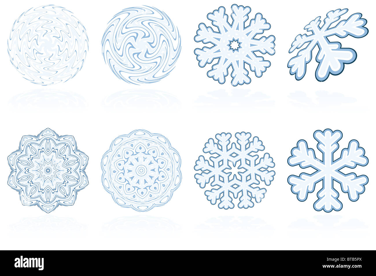 Abstract holiday winter snowflake icon set in blue for your design ...