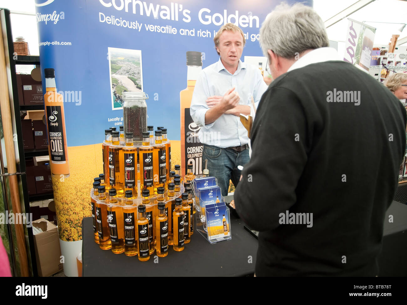 Oil  producer at Cornwall Food & Drink Festival 2010, Truro, Cornwall, UK Stock Photo