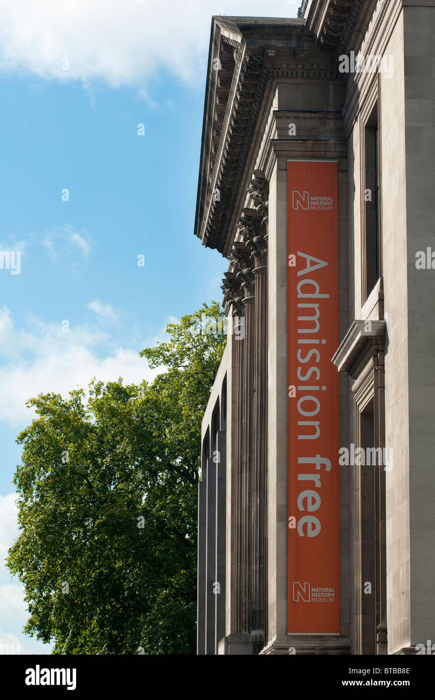 'Admission free' of Natural history museum, London Stock Photo Alamy