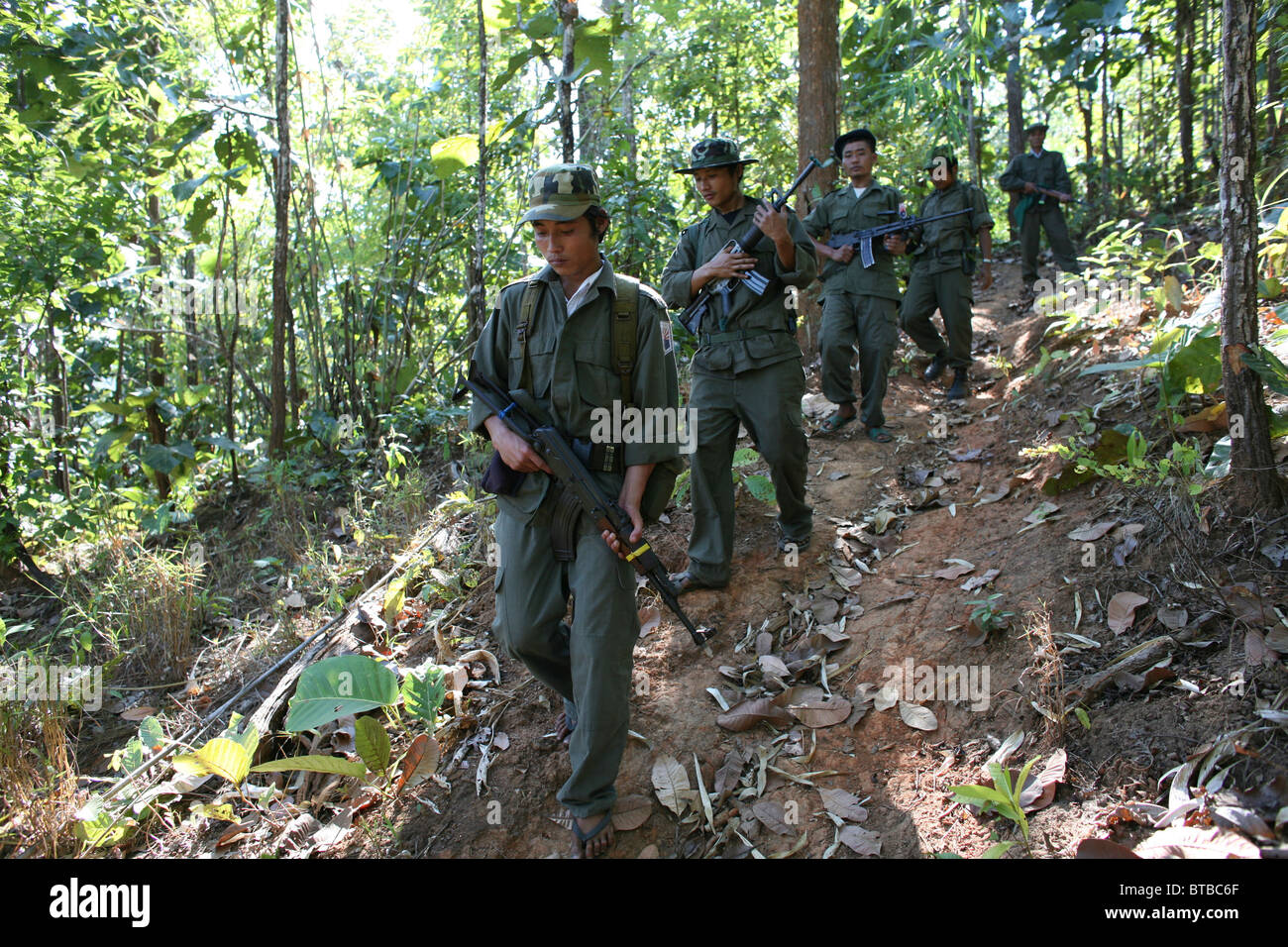 Karen National Union (KNU) rebels in Burma Stock Photo