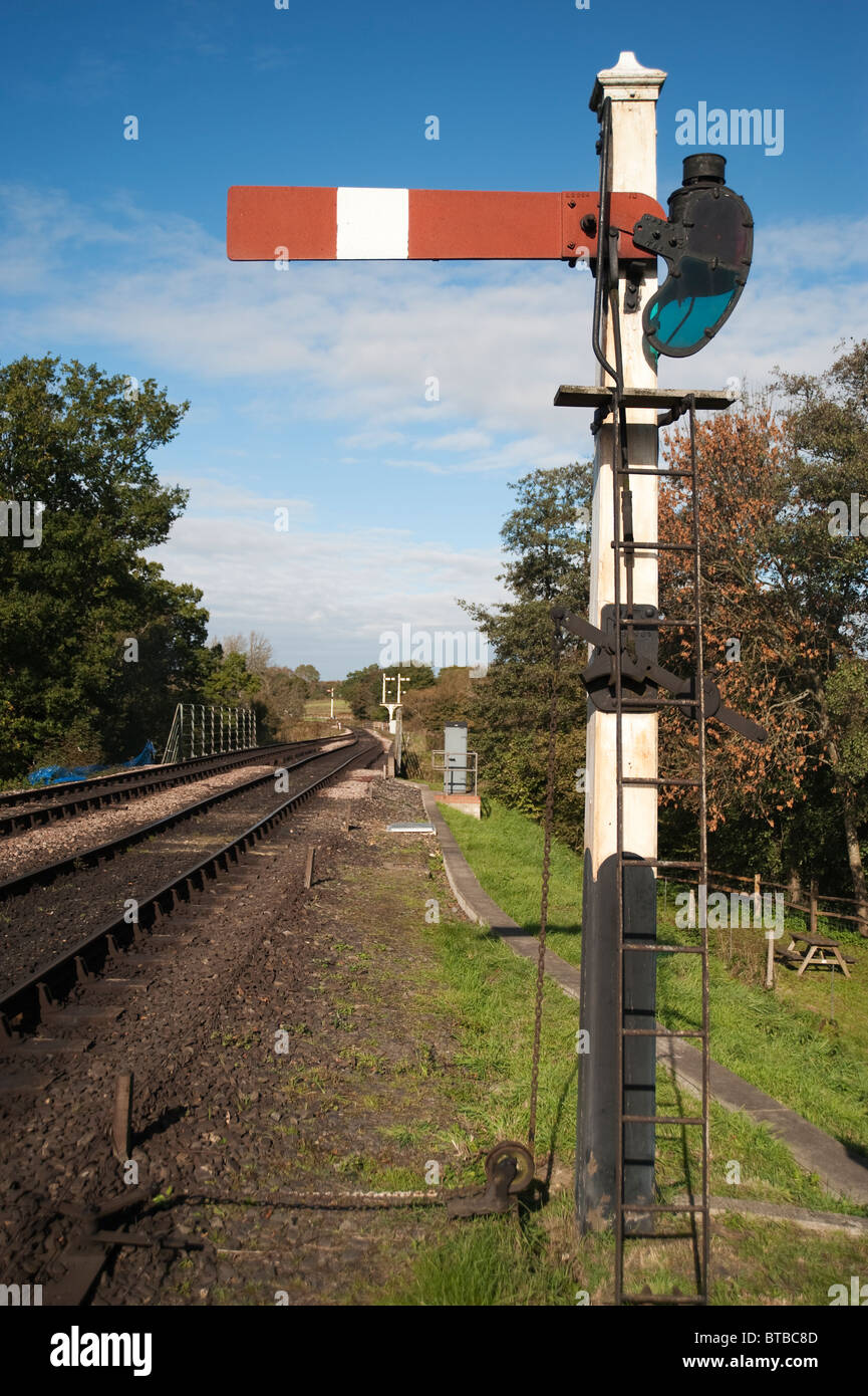 Semaphore Stop Signal, Bluebell Railway, Sussex, England Stock Photo